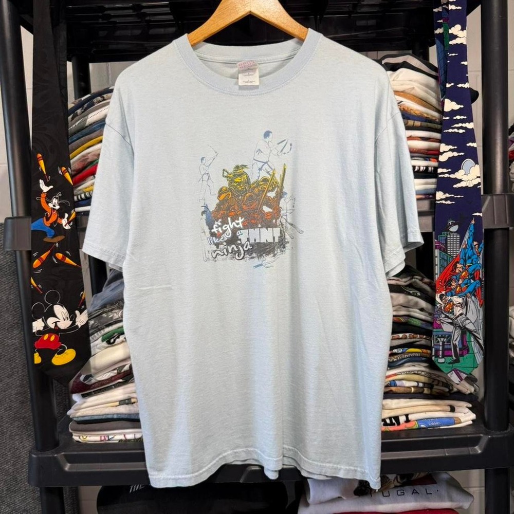 2000s Light Blue TMNT Ninja Turtles Graphic Tee Large Light Marks